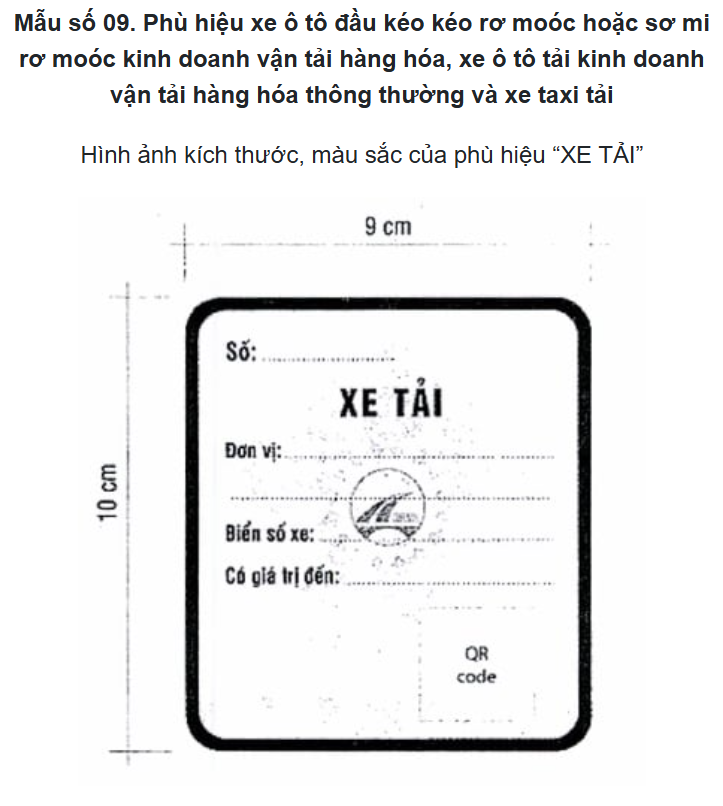 mẫu phù hiệu xe tải